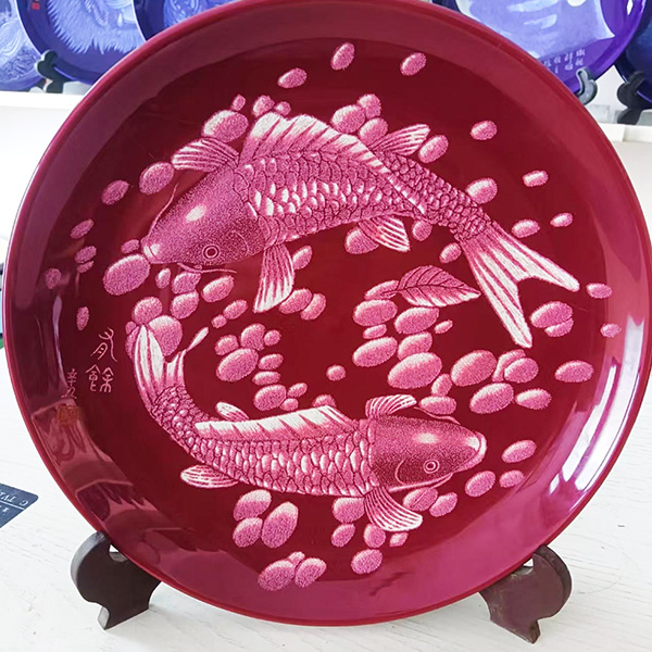 盘子刻瓷画12cm